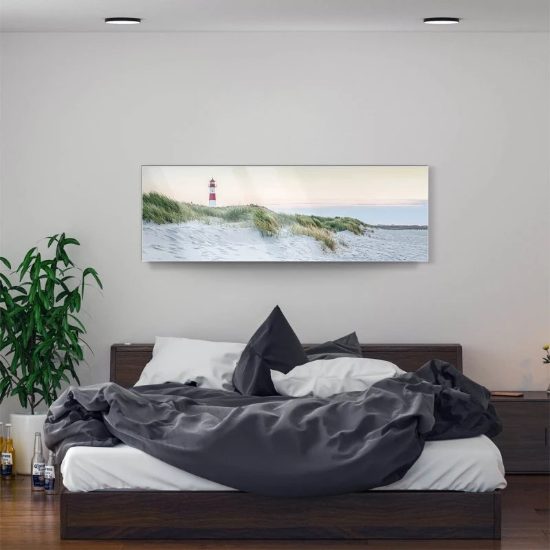Strand & Meer Leuchtturm List-Ost als Acrylglasverbund Bild 150x50cm