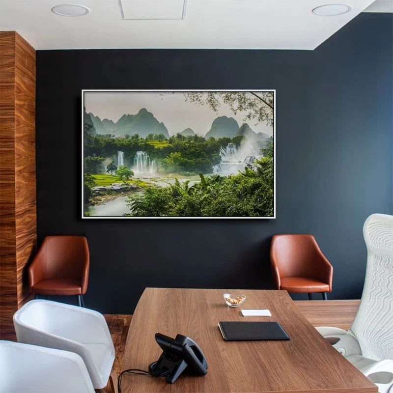 Berge & Gebirge Ban Gioc Wasserfälle im weißen Bilderrahmen, 160x120cm
