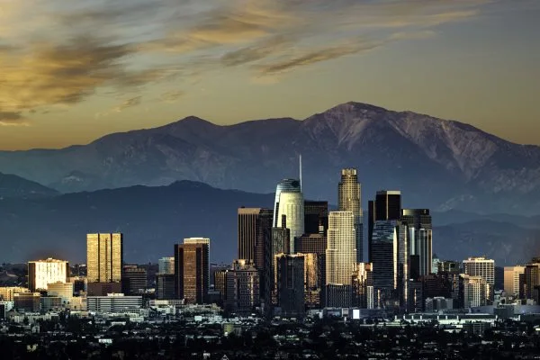 Skyline Los Angeles by night als Alu-Dibond Bild 120x80cm