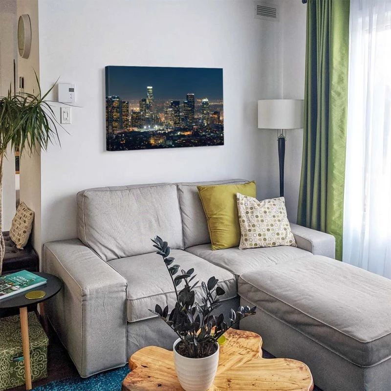 Skyline Los Angeles Nachts als Keilrahmenbild 200x150cm