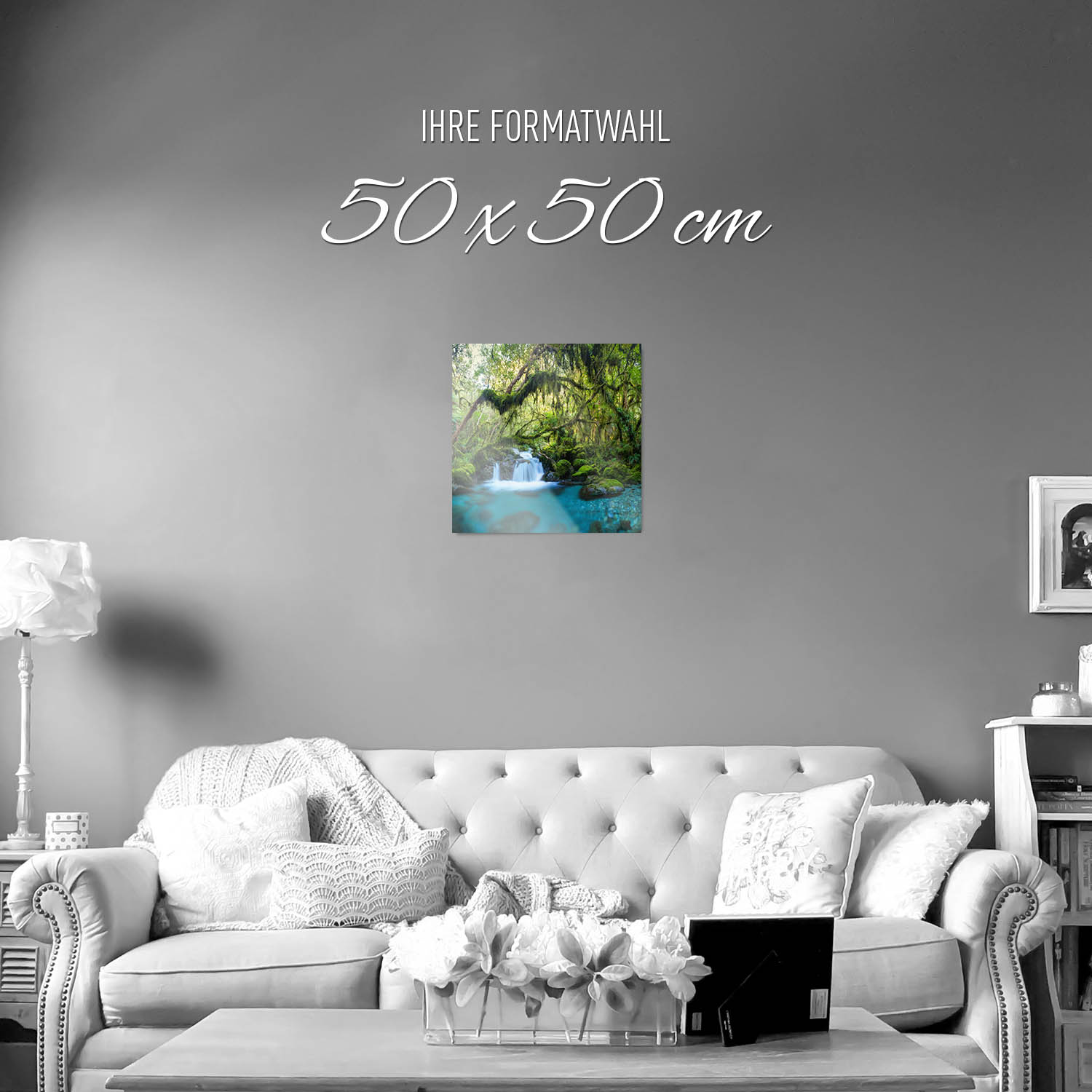 WandPoster Dschungel idylischer Bachlauf, 50x50cm