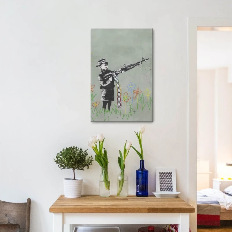 Leinwandbild 60x90cm Hochformat, Banksy Art Child Soldier