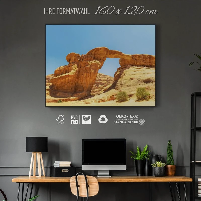 Berge & Gebirge Wadi Rum Wüste im schwarzen Bilderrahmen, 160x120cm