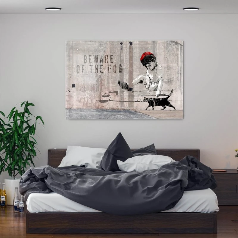 Giallobus Banksy Gemälde „Willkommen In Der Hölle“ – Acrylglas-Druck 100x140 Cm, Fertig Zum Aufhängen, Moderne Wanddekoration