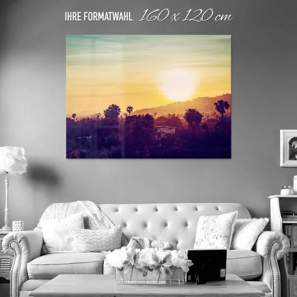 Acrylglasbild XXL, Skyline Los Angeles sunset 160x120cm groß