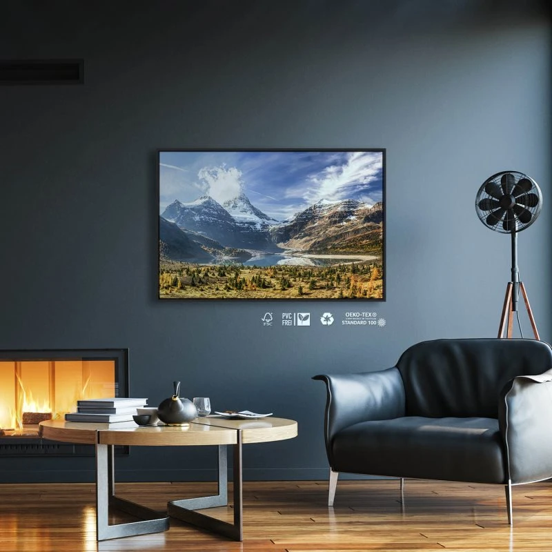 Berge & Gebirge Mount and Lake Magog Kanada im schwarzen Bilderrahmen, 120x60cm