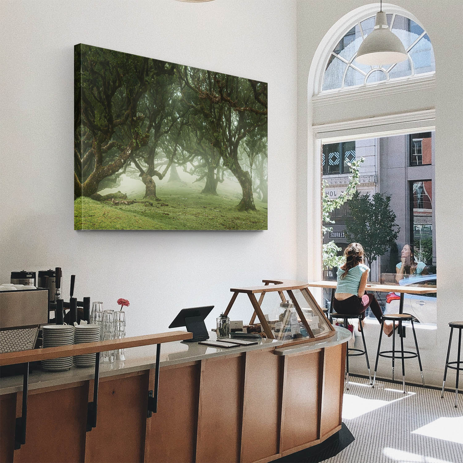 Keilrahmenbild 150x50cm, Wald & Bäume Nebel Gestalten