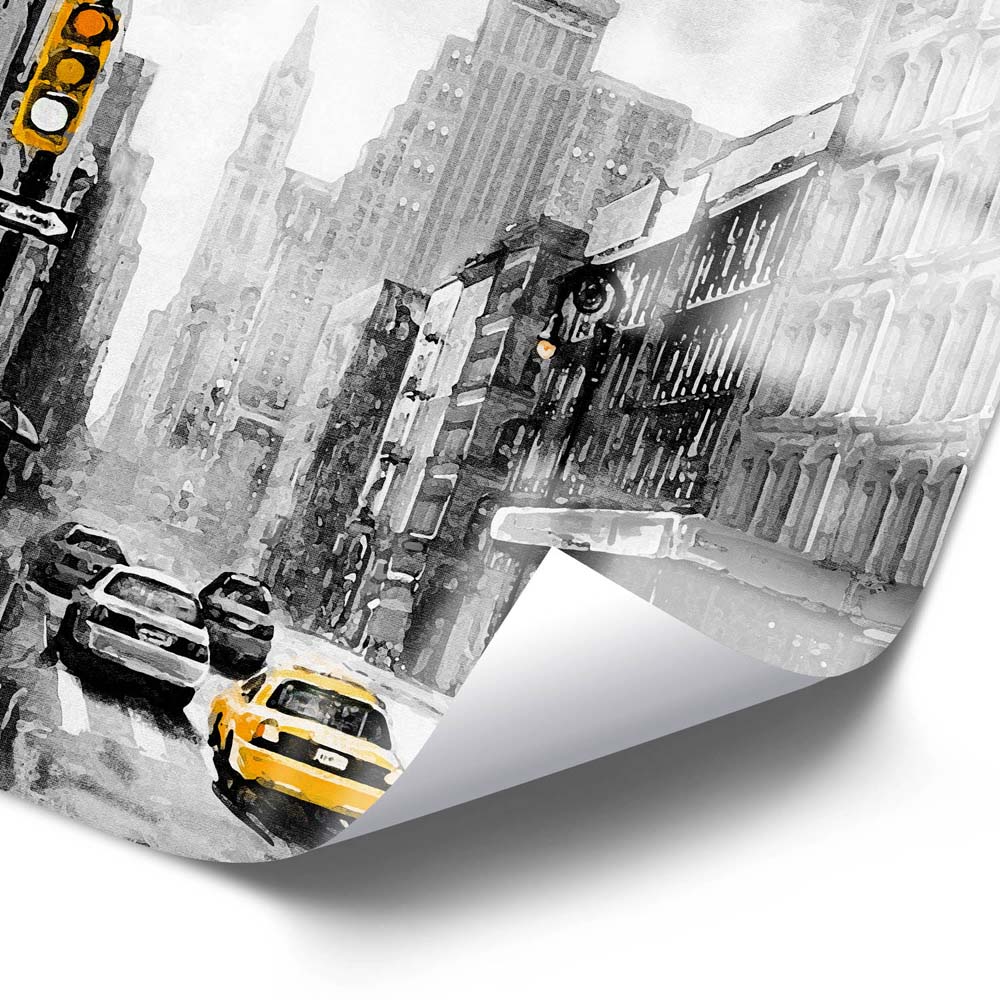 WandPoster Skyline Gemäldeoptik, schwarz weiß, , 50x50cm