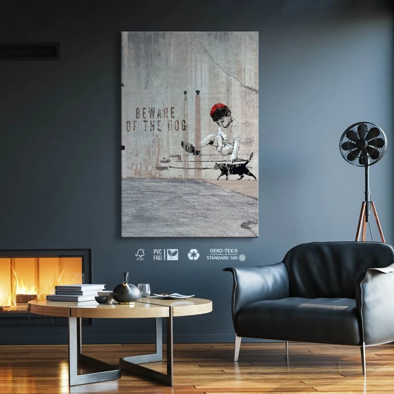 Leinwandbild 60x90cm Hochformat, Banksy Art Kid Cat