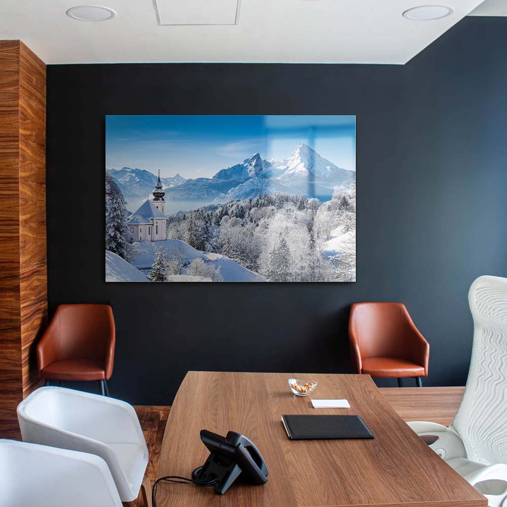 Berge & Gebirge Winter in den Alpen als Acrylglasverbund Bild 180x90cm