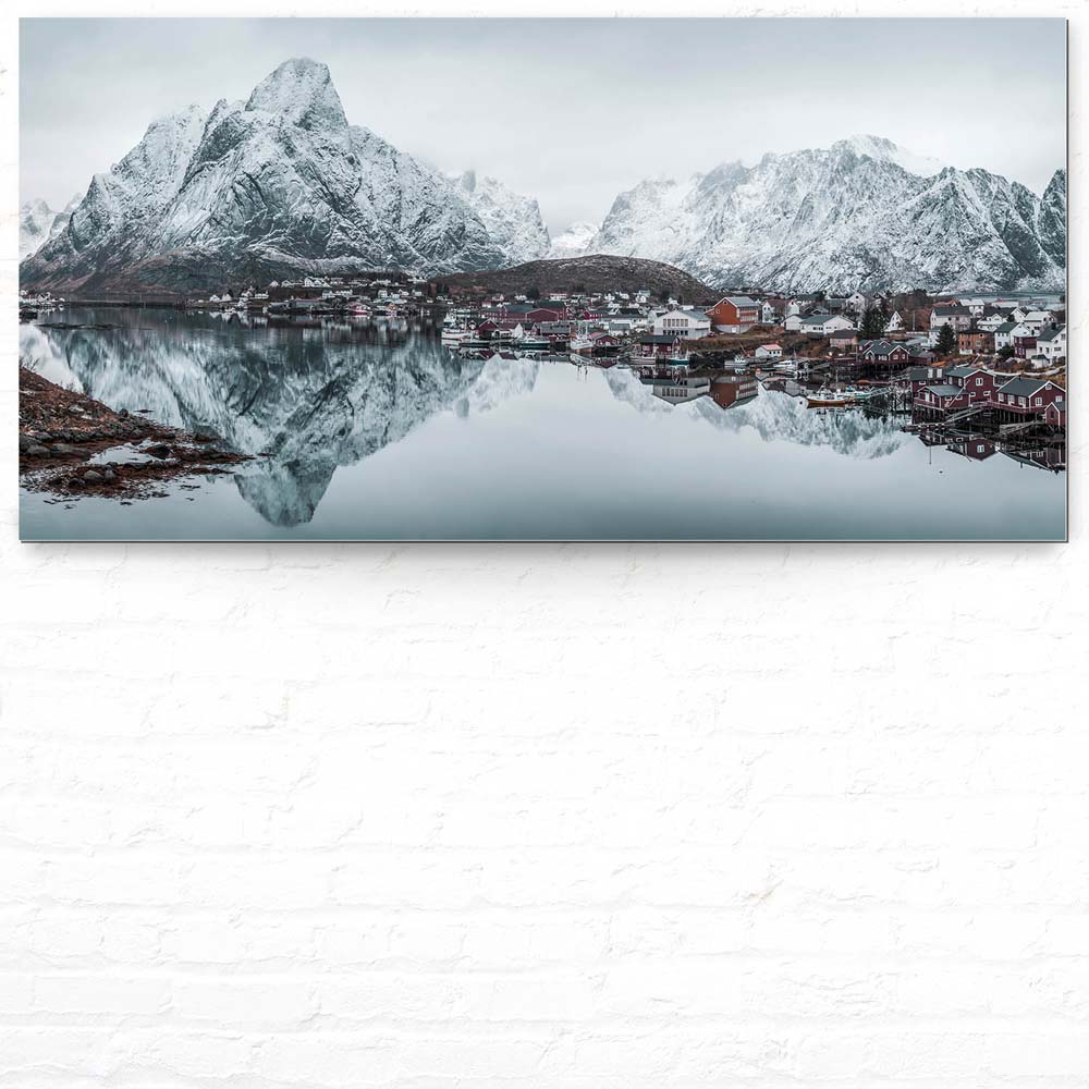 Panorama Alu-Dibond Bild 180x90cm Berge & Meer Lofoten Norwegen