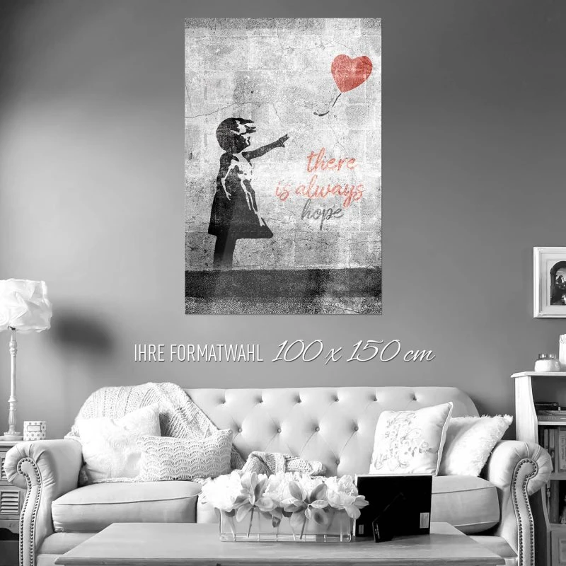 Hochformat WandPoster XXL, Banksy Art there is always hope 100x150cm