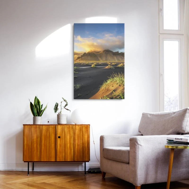 Leinwandbild 40x60cm Hochformat, Berge & Gebirge Vestrahorn Island