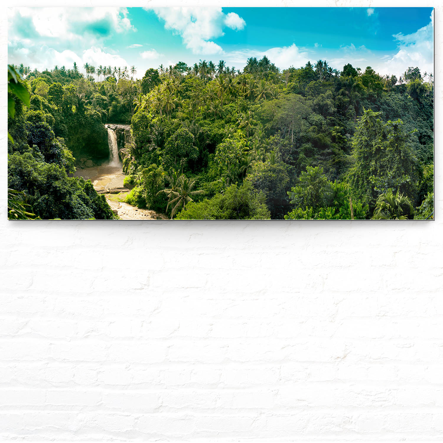 Dschungel Wasserfallpanorama als Acrylglasverbund Bild 180x90cm