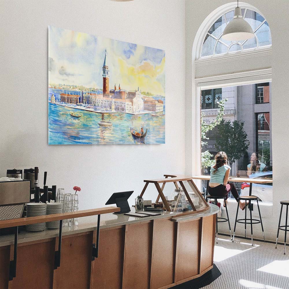 Panorama Acrylglasbild 180x90cm Skyline Venedig als Gemälde