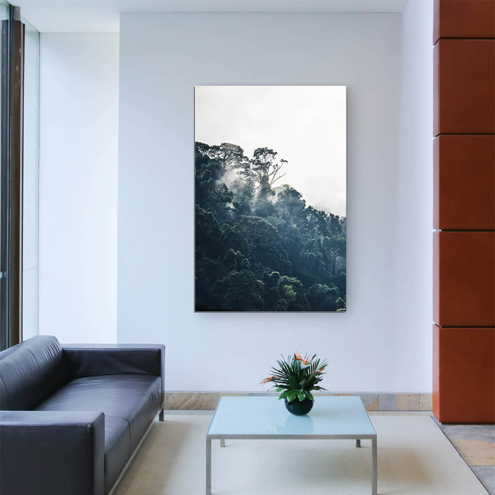 XXL Dschungel Alu-Dibond Bild im Hochformat 100x150cm, Motiv weiter Ausblick