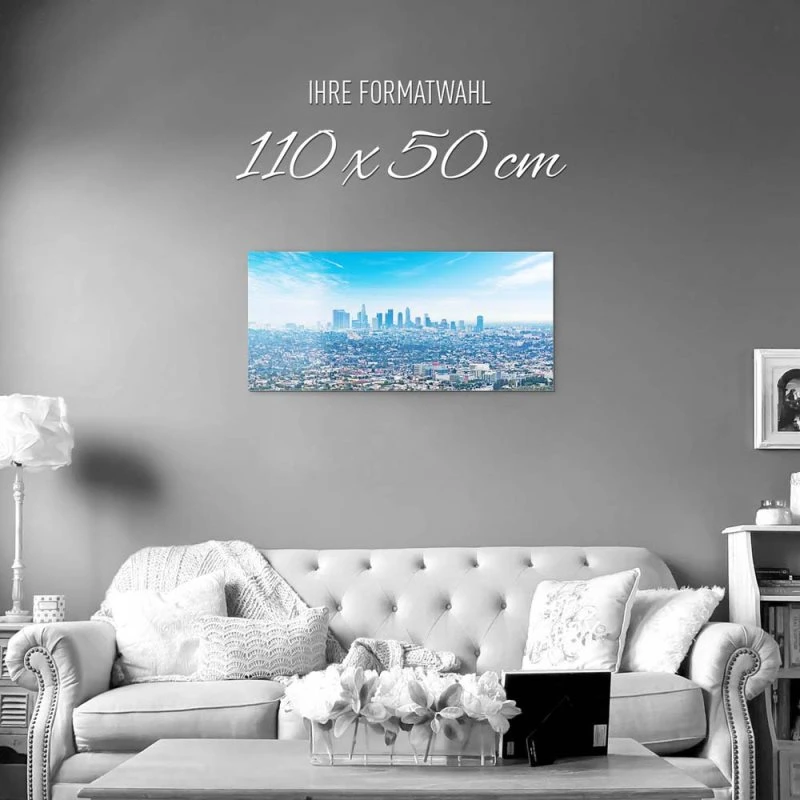 Skyline Los Angeles Panorama als Acrylglasverbund Bild 110x50cm
