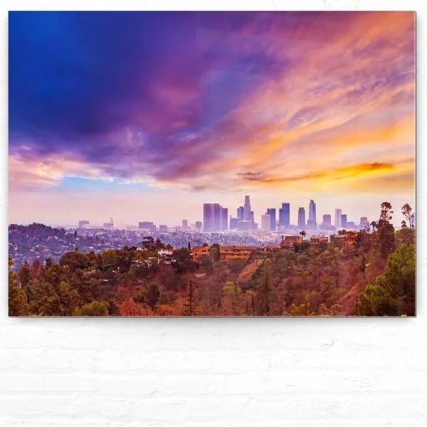Skyline Los Angeles hills als Acrylglasverbund Bild 100x75cm