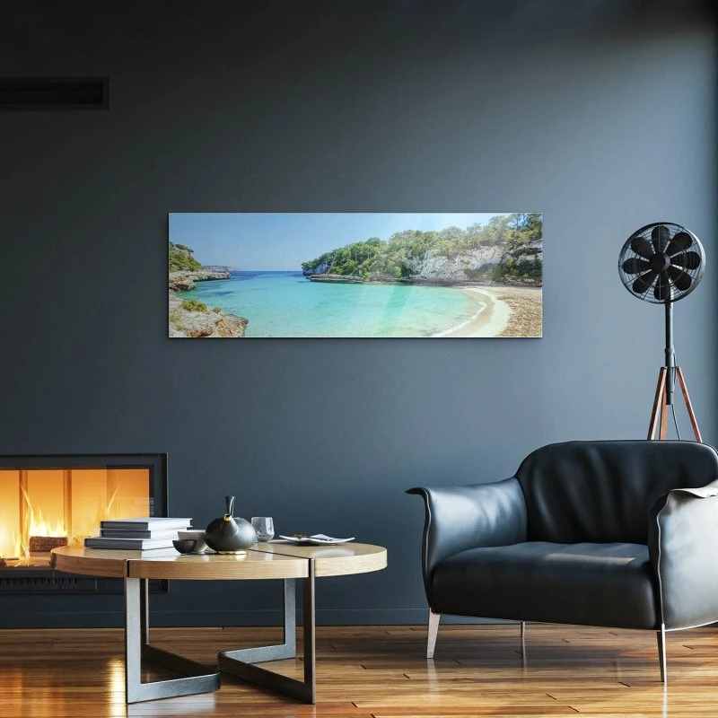 Strand & Meer Cala Llombards, Insel Mallorca als Acrylglasverbund Bild 150x50cm