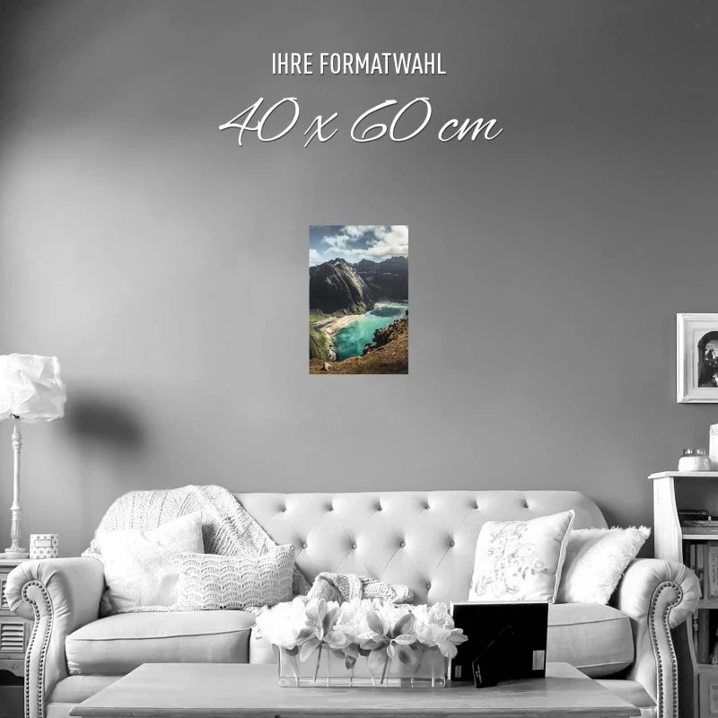 Poster 40x60cm im Hochformat, Irgendwo Norwegen Lofoten Berge & Gebirge