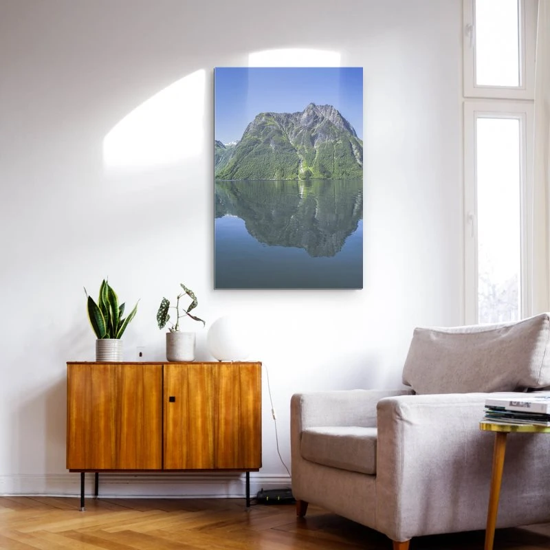 XXL Berge & Gebirge Alu-Dibond Bild im Hochformat 100x150cm, Motiv Fjord Norwegen