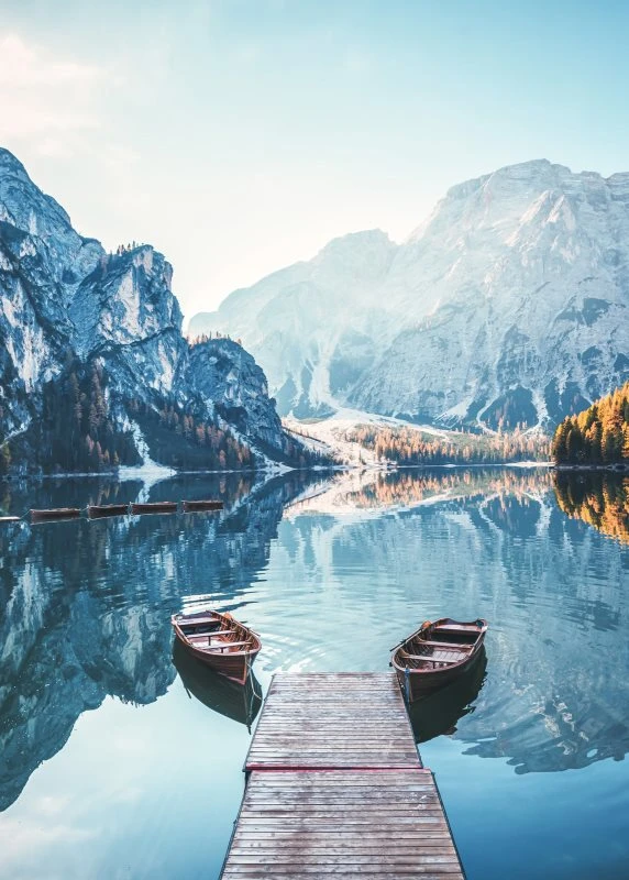 Poster 50x70cm Pragser Wildsee Dolomiten Berge & Gebirge