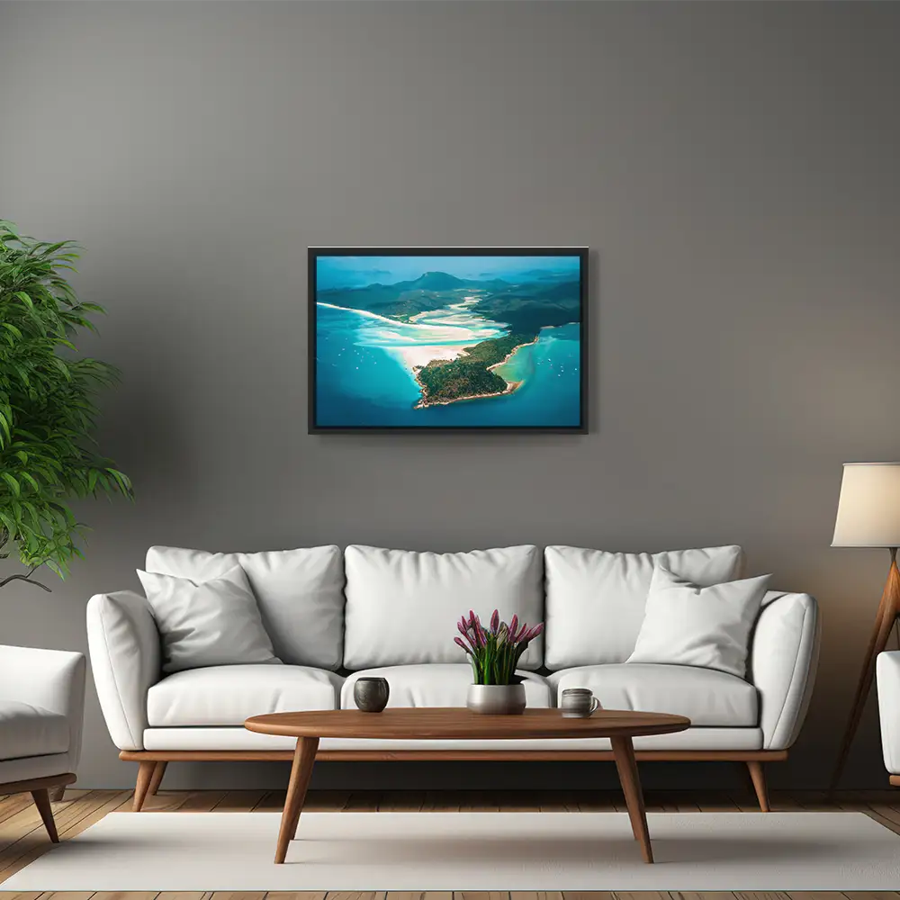 Strand & Meer Panorama Australien im schwarzen Bilderrahmen, 90x60cm