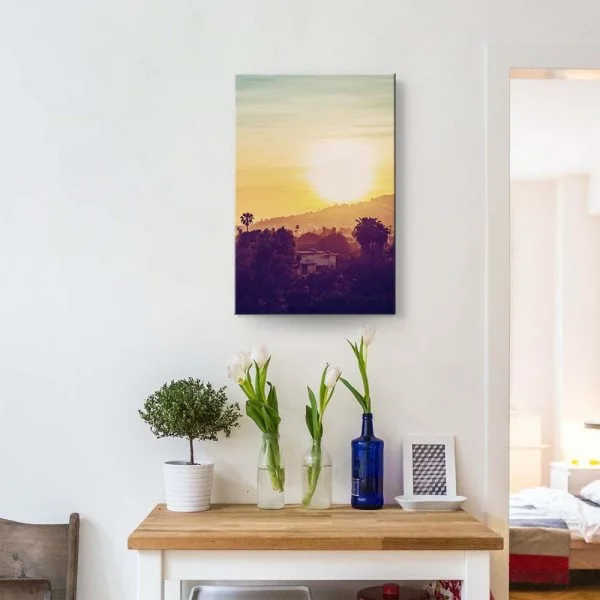 Keilrahmenbild Skyline, Los Angeles sunset 90x60cm groß