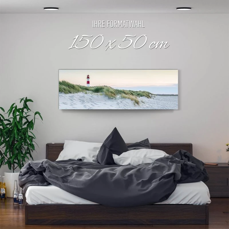 Alu-Dibond Bild 150x50cm groß Strand & Meer Leuchtturm List-Ost