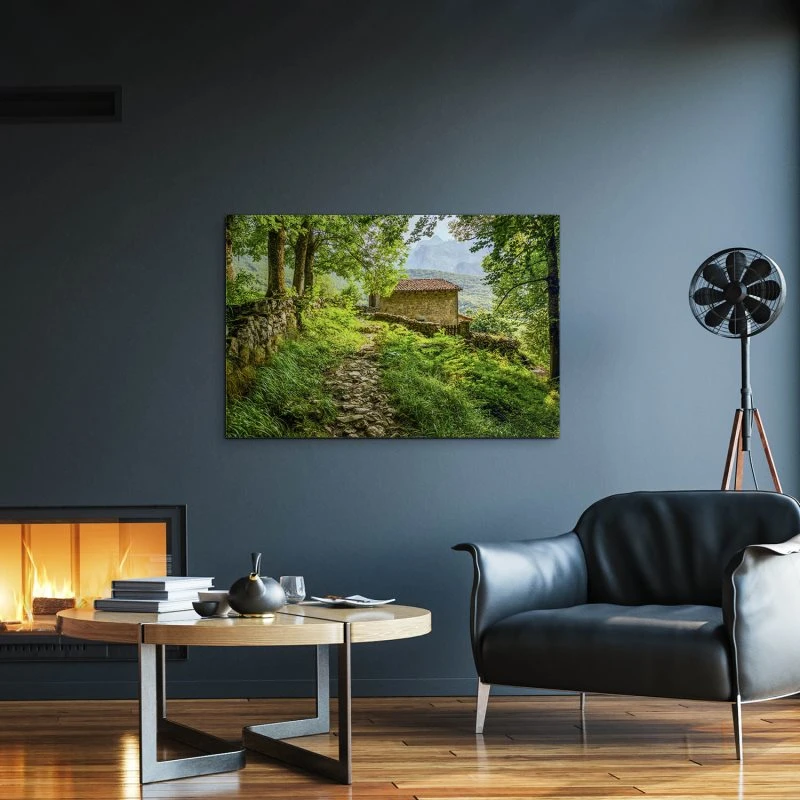 Berge & Gebirge Berghütte, Picu Urriellu, Spanien als Alu-Dibond Bild 120x80cm