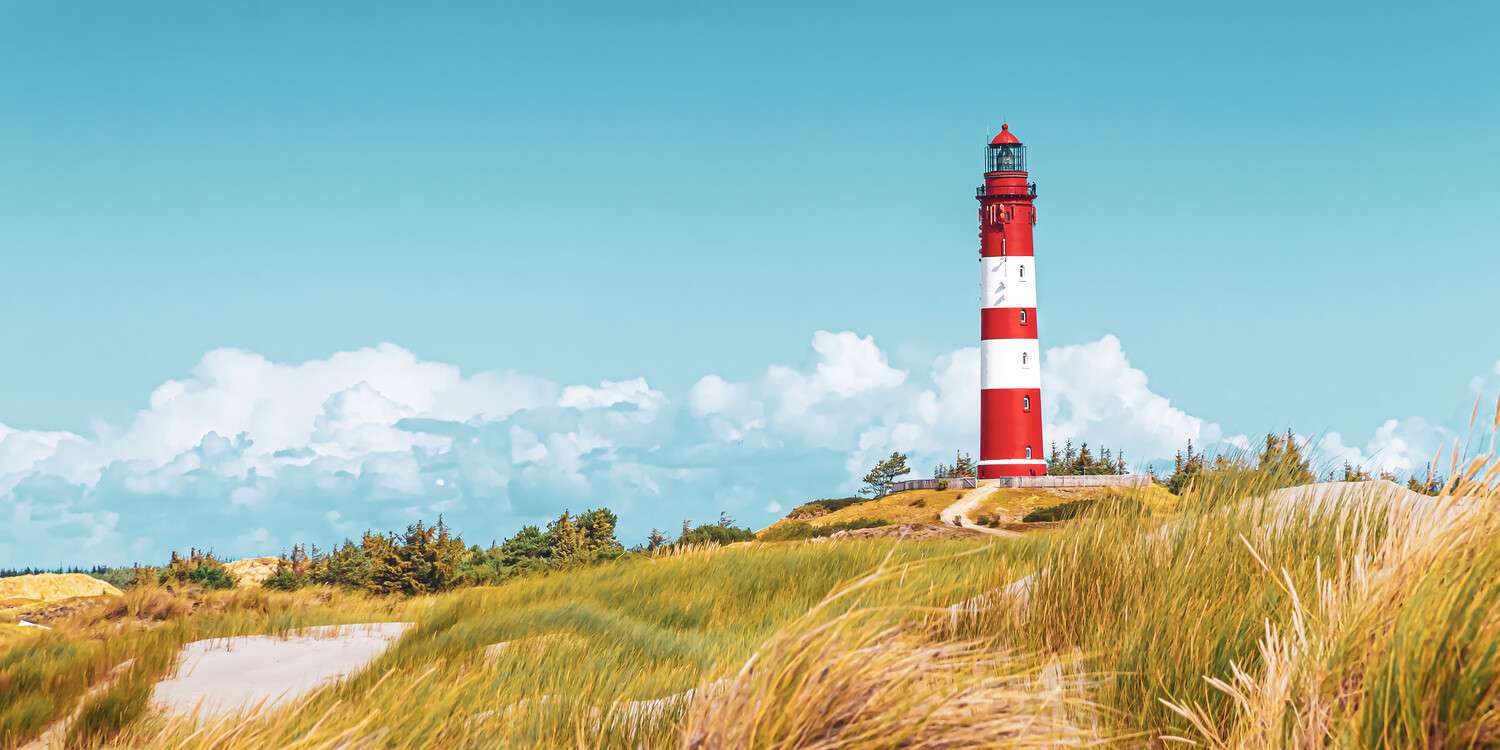 Leinwandbild 120x60cm Strand & Meer, Leuchtturm Insel Amrum