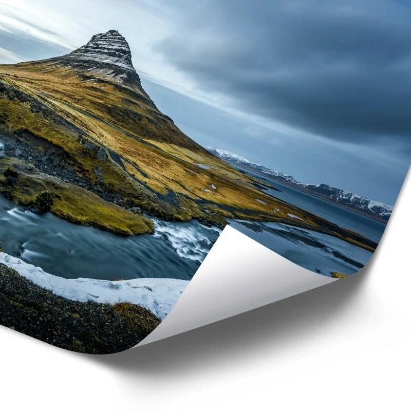 Poster 40x60cm im Hochformat, Berg Kirkjufell Wasserfall