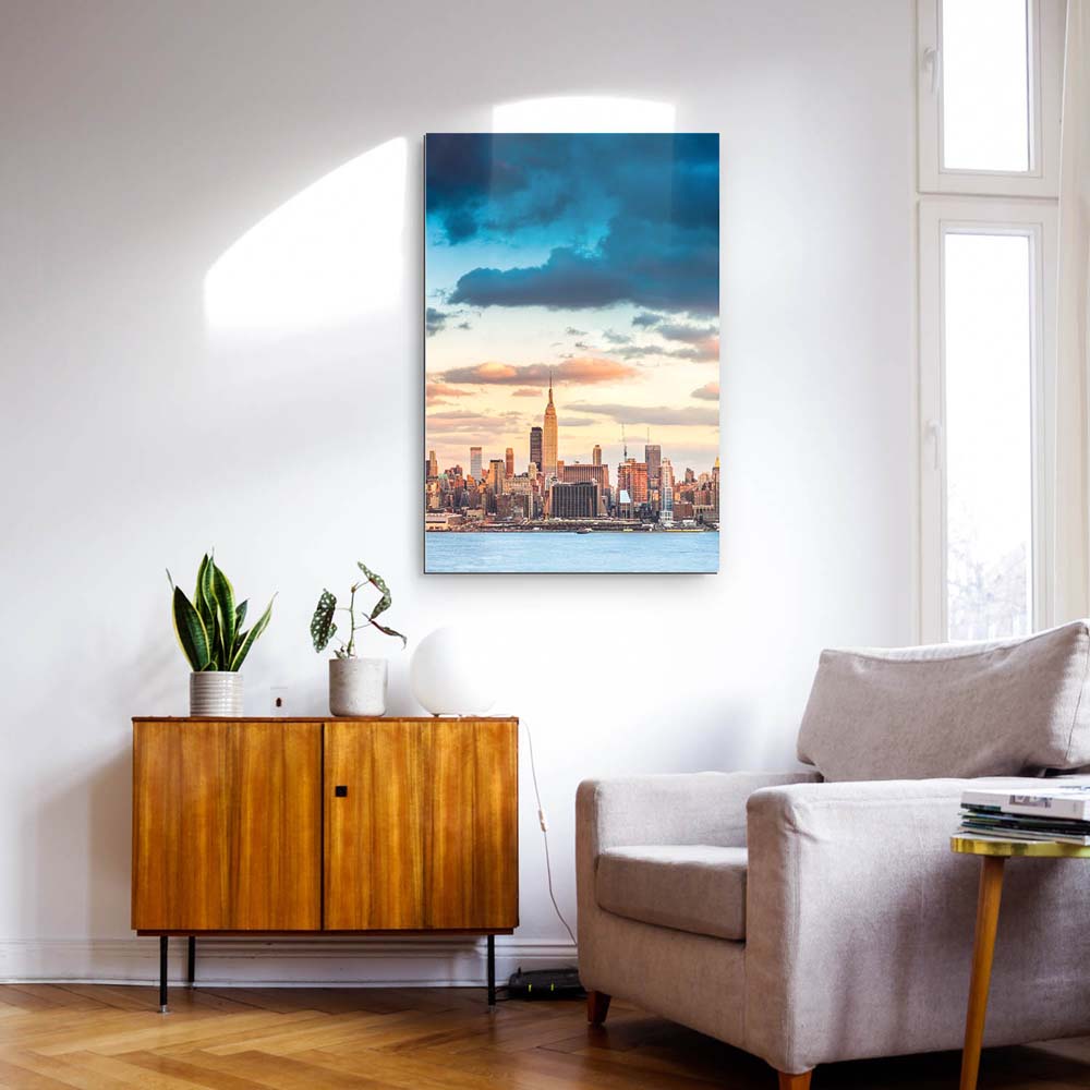 Skyline Panorama von New York als Alu-Dibond Bild 80x80cm