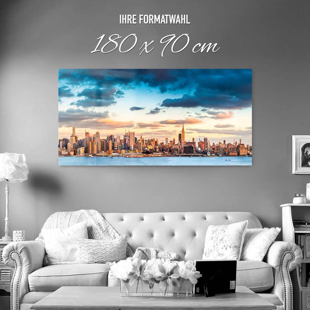 Panorama Acrylglasbild 180x90cm Skyline Panorama von New York