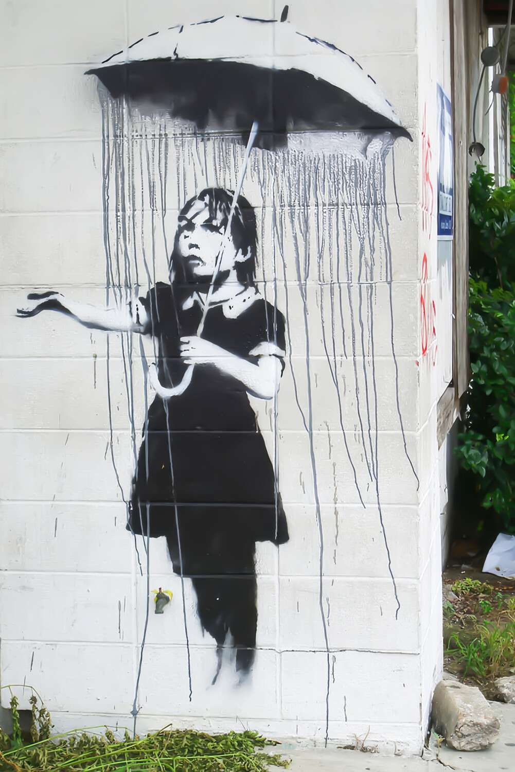 Poster 40x60cm im Hochformat, girl with umbrella Banksy Art