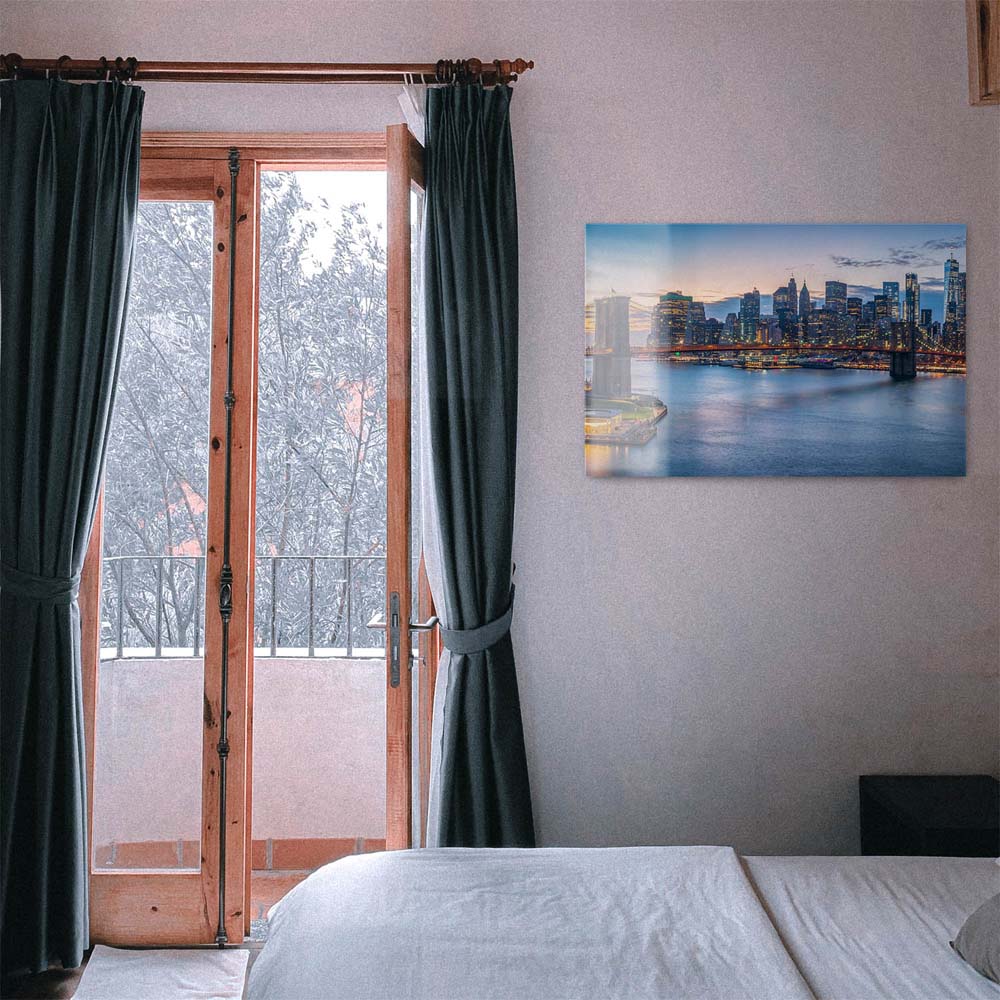 Acrylglasbild Skyline, Brooklyn Brigde Night, 110x50cm groß