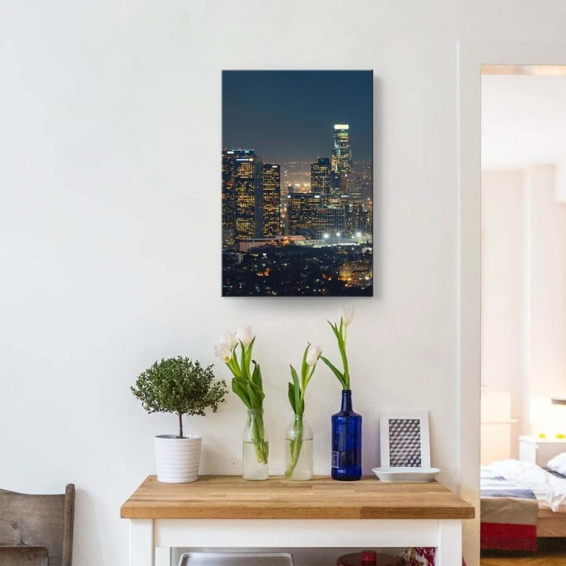 Skyline Los Angeles Nachts als Keilrahmenbild 200x150cm