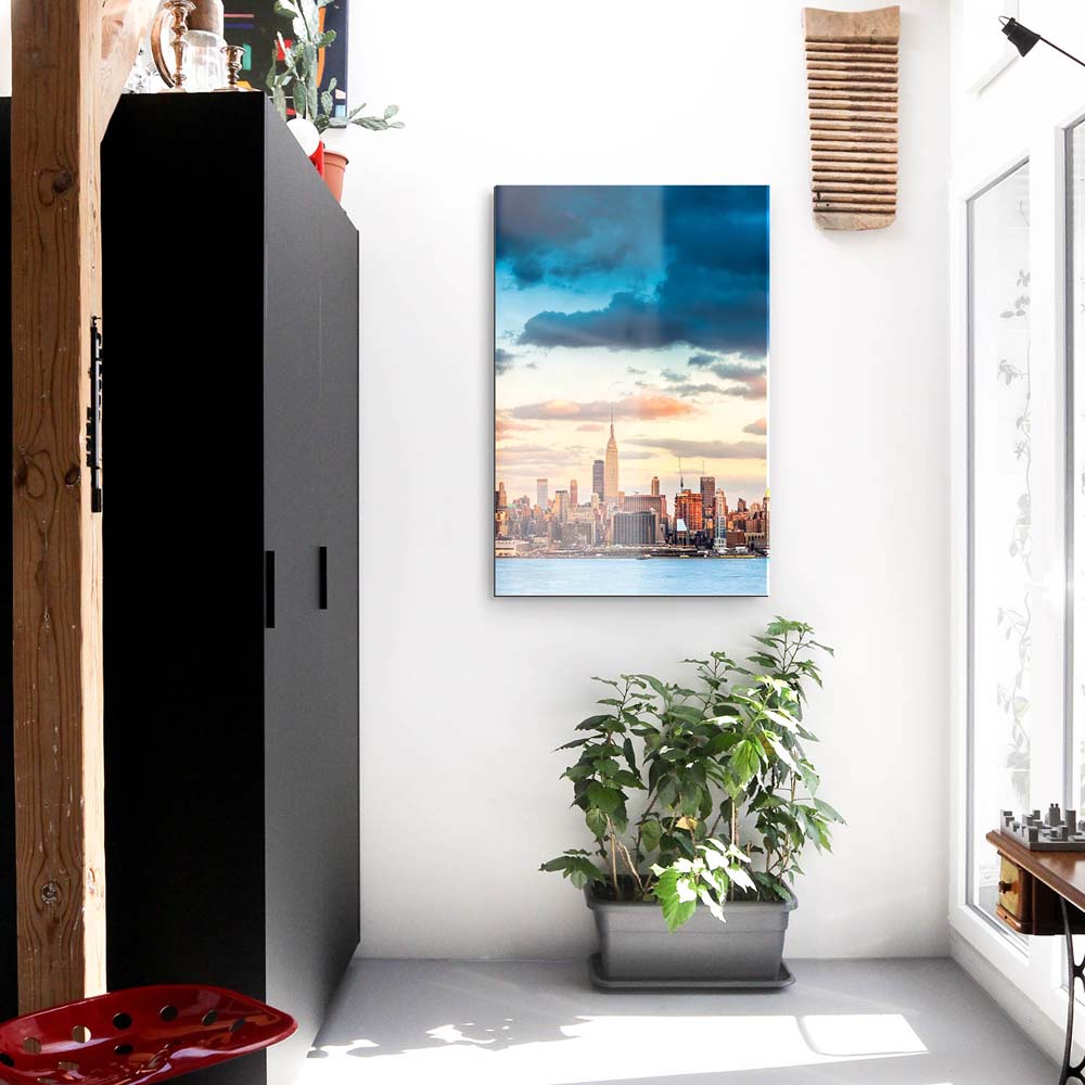 Skyline im Hochformat, 100x150cm Panorama von New York als XXL Acrylglasverbund Bild