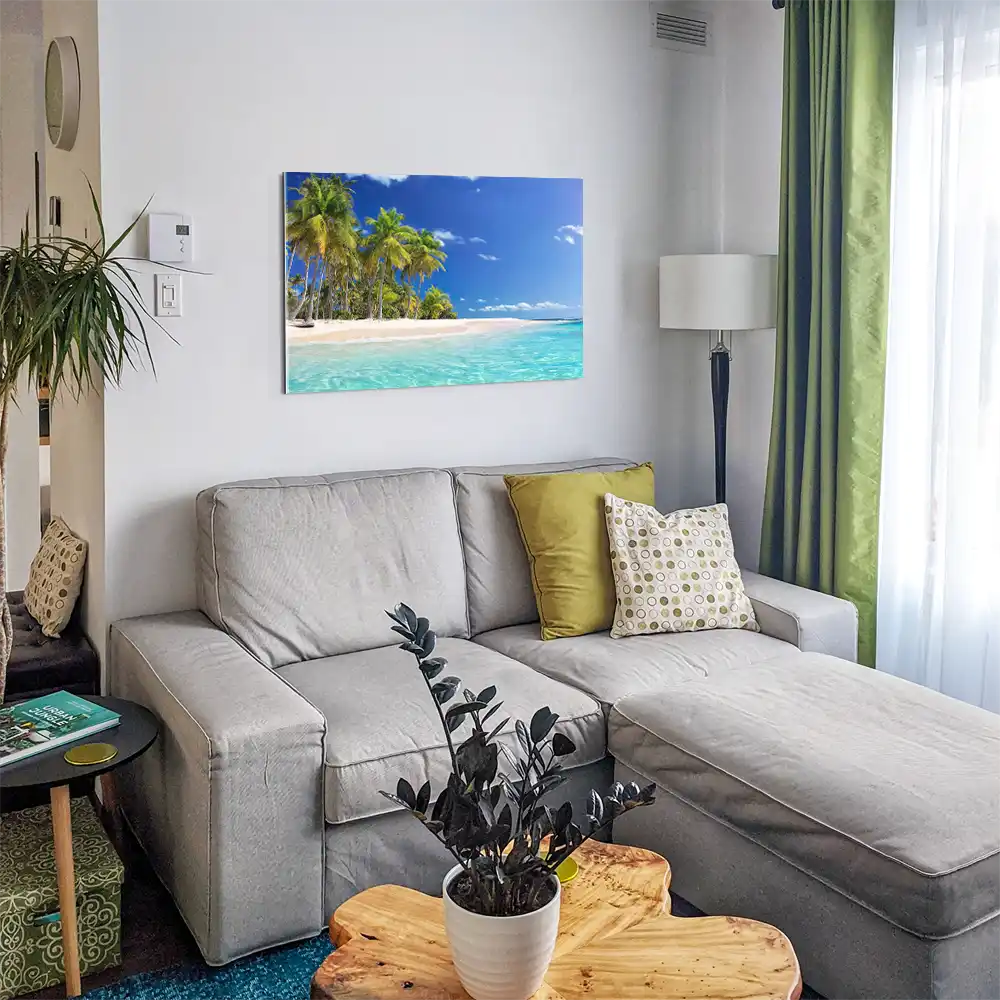 Strand & Meer Beach Palmen als Acrylglasverbund Bild 150x50cm