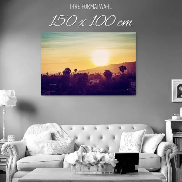 Skyline Los Angeles sunset als XXL Alu-Dibond Bild 150x100cm