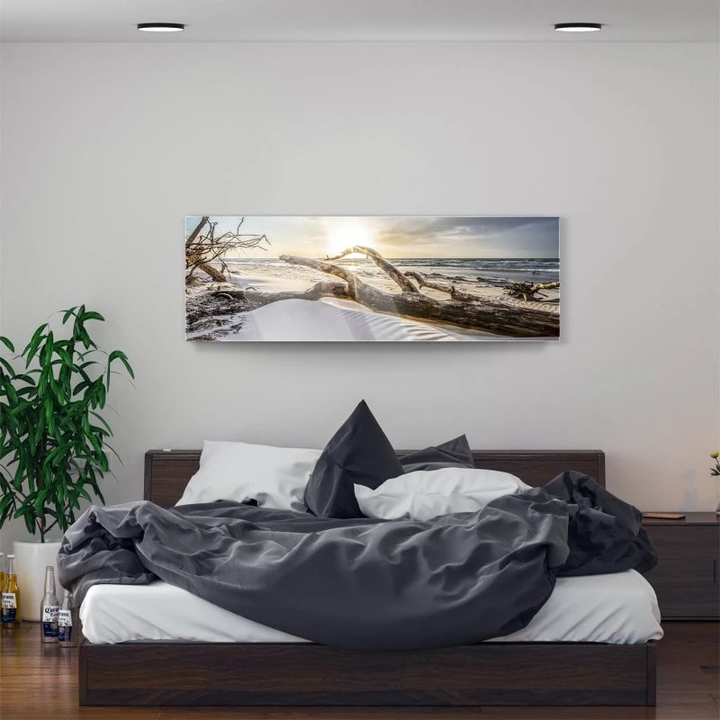 Acrylglasbild 150x50cm groß Strand & Meer Sonnenuntergang Ostsee