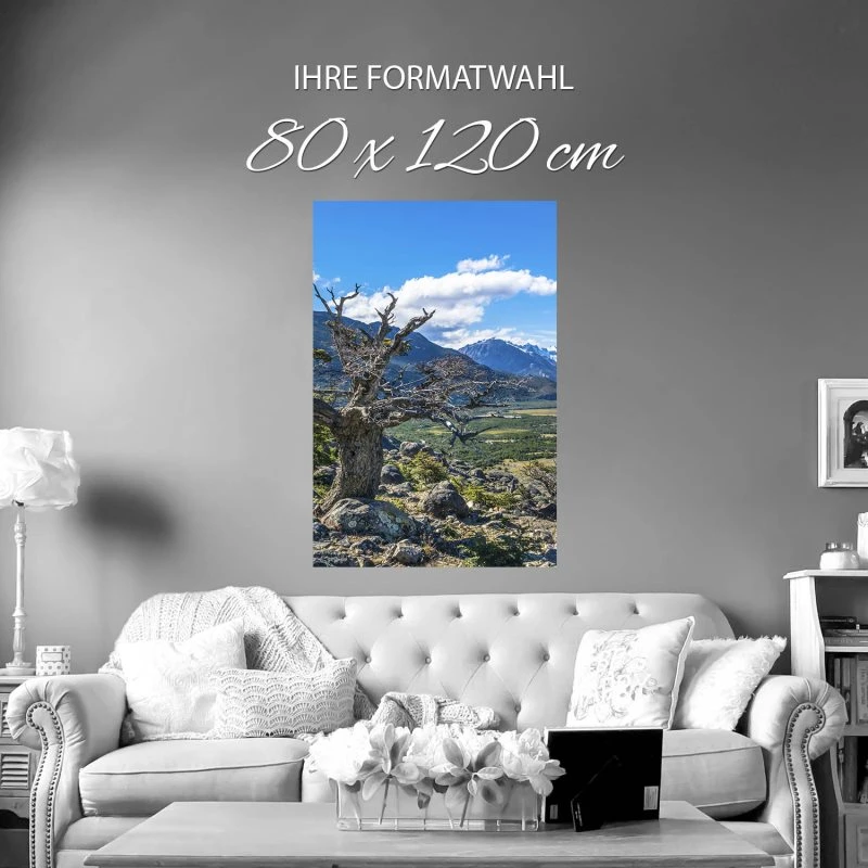 Poster 80x120cm Hochformat, Berge & Gebirge Patagonien Flüsse