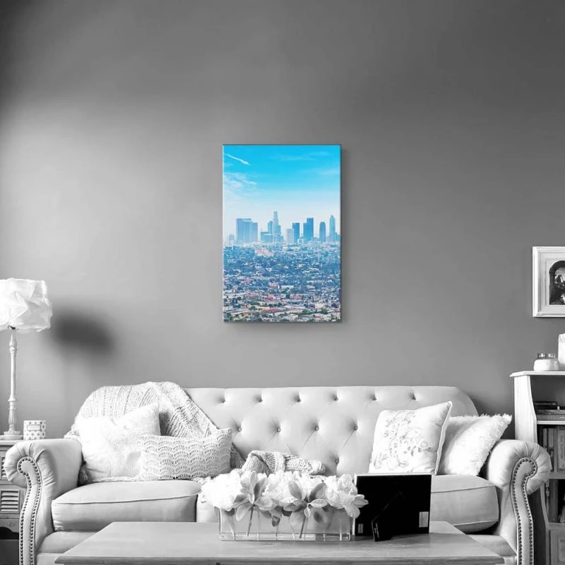 Keilrahmenbild Hochformat, Skyline, Los Angeles Panorama 60x90cm groß