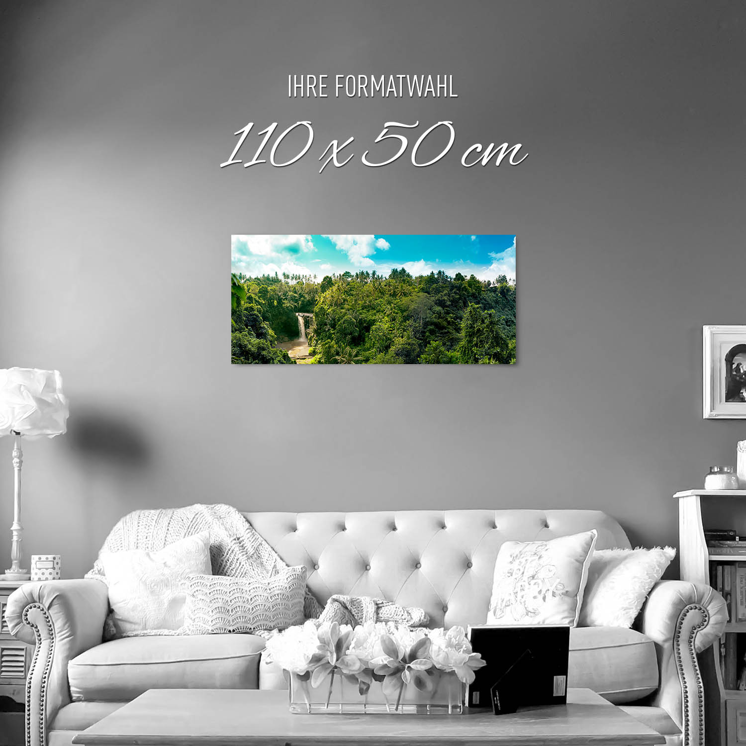 Dschungel Wasserfallpanorama als Poster 110x50cm