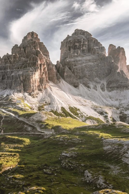 XXL Berge & Gebirge Alu-Dibond Bild im Hochformat 100x150cm, Motiv 3 Zinnen Dolomiten
