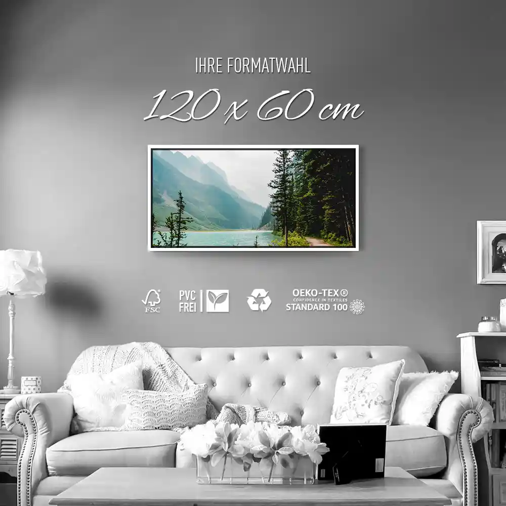 Flüsse & Seen Banff National Park Kanada im weißen Bilderrahmen, 120x60cm