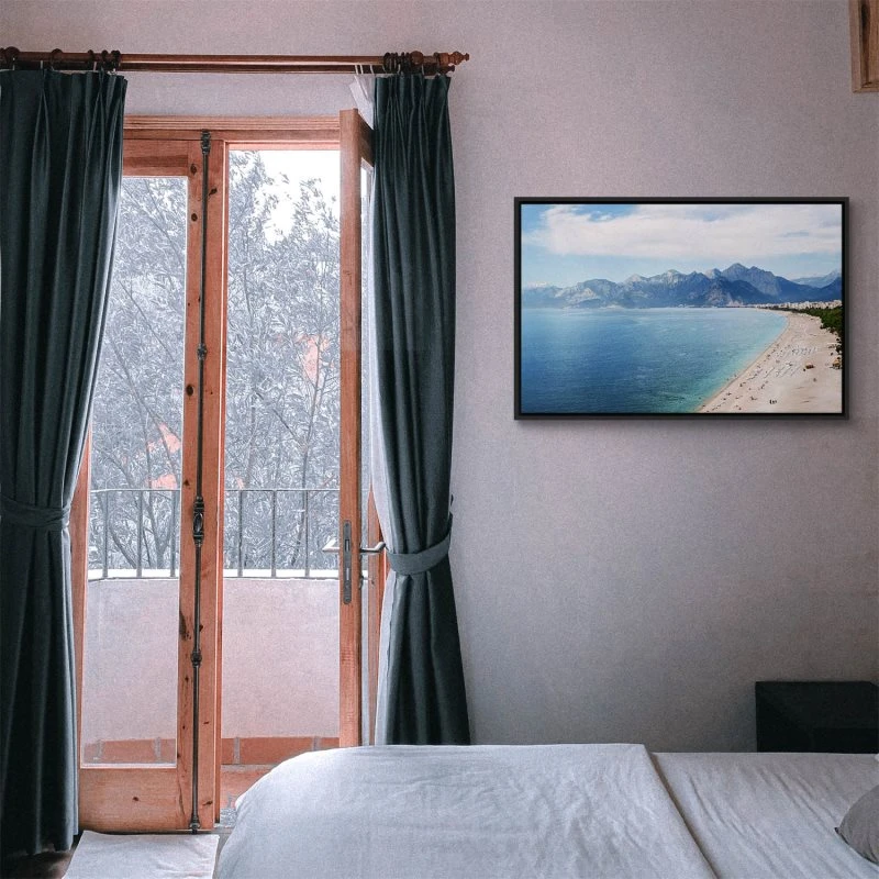 Berge & Gebirge Türkei Antalya Strand im schwarzen Bilderrahmen, 100x70cm