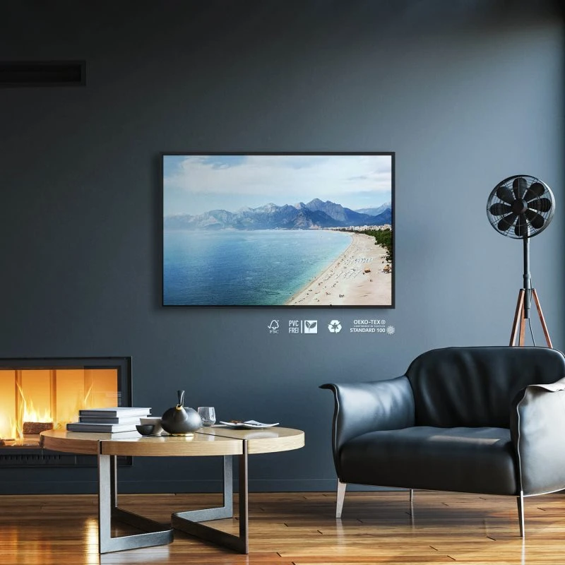 Berge & Gebirge Türkei Antalya Strand im schwarzen Bilderrahmen, 100x70cm