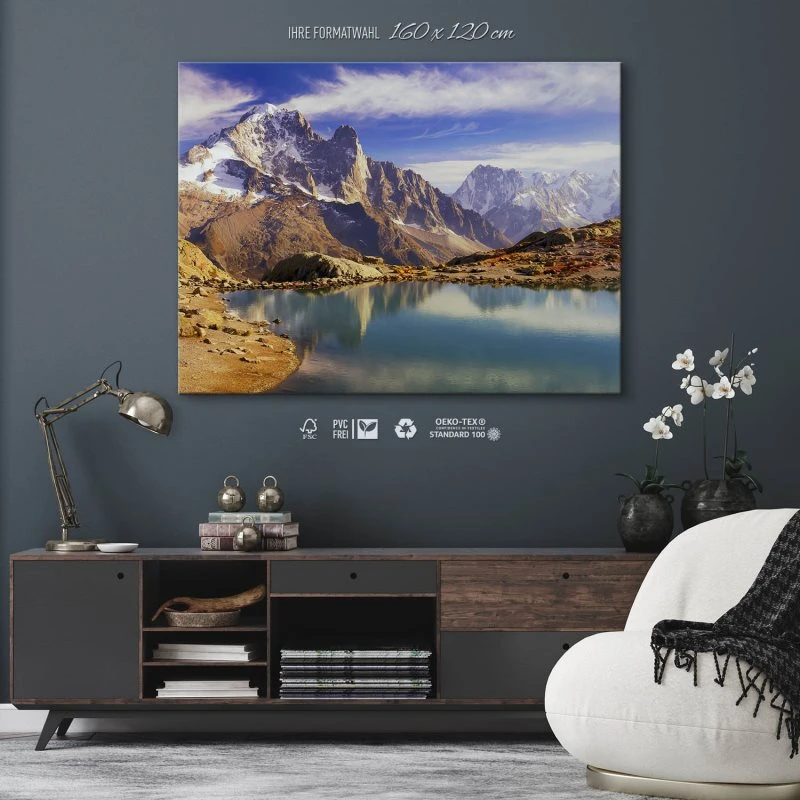Keilrahmenbild groß, Berge & Gebirge Crystal Lakes Franz. Alpen 160x120cm 