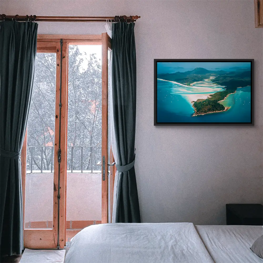 Strand & Meer Panorama Australien im schwarzen Bilderrahmen, 90x60cm